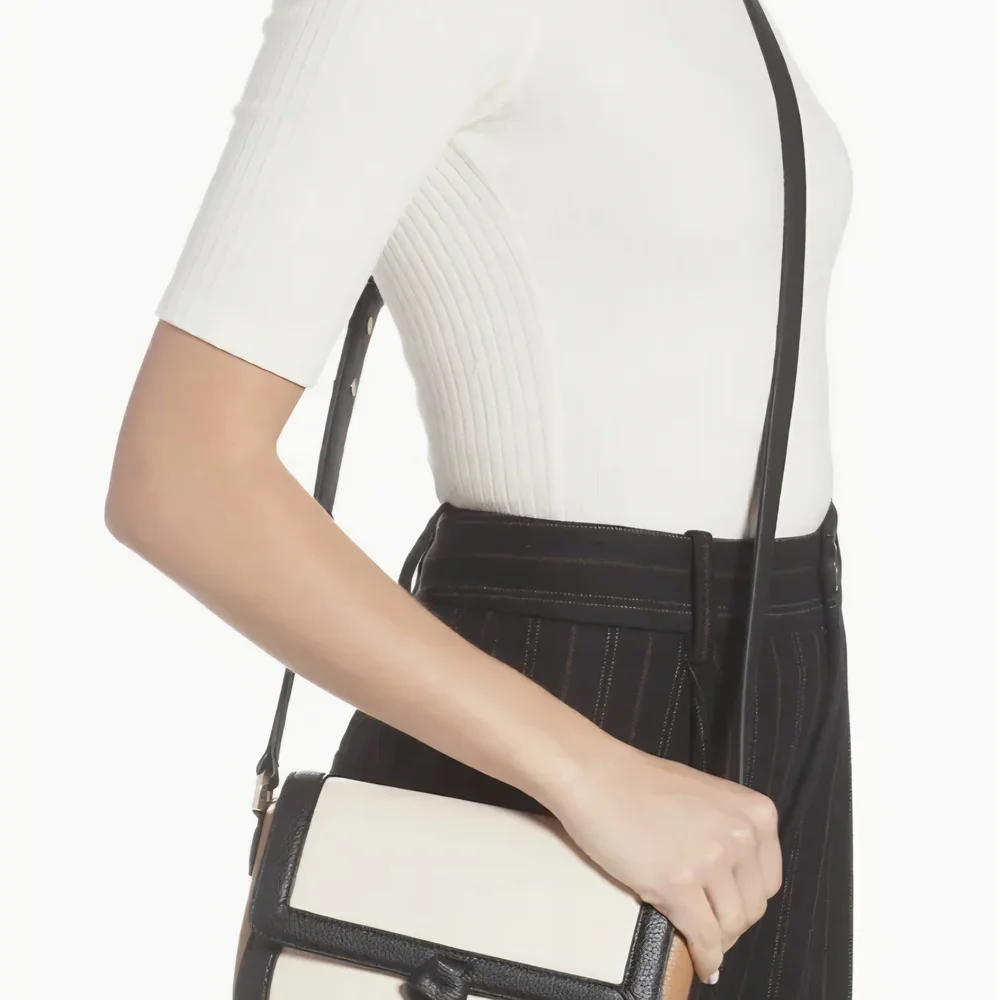 Kate Spade Knott Colorblock Pebbled Medium Leather Saddle Bag--Milk Glass Multi - Picture 13 of 13
